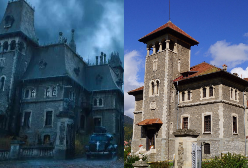From left: Nevermore Academy, Cantacuzino Castle